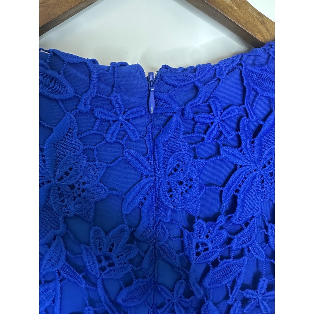 Lauren Ralph Lauren Royal Blue Floral Lace Overlay Sleeveless Sheath Dress Sz 10 - Picture 11 of 15